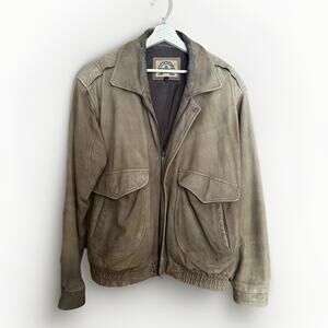 Vintage 90s Phase 2 Leather Bomber Jacket (Large)